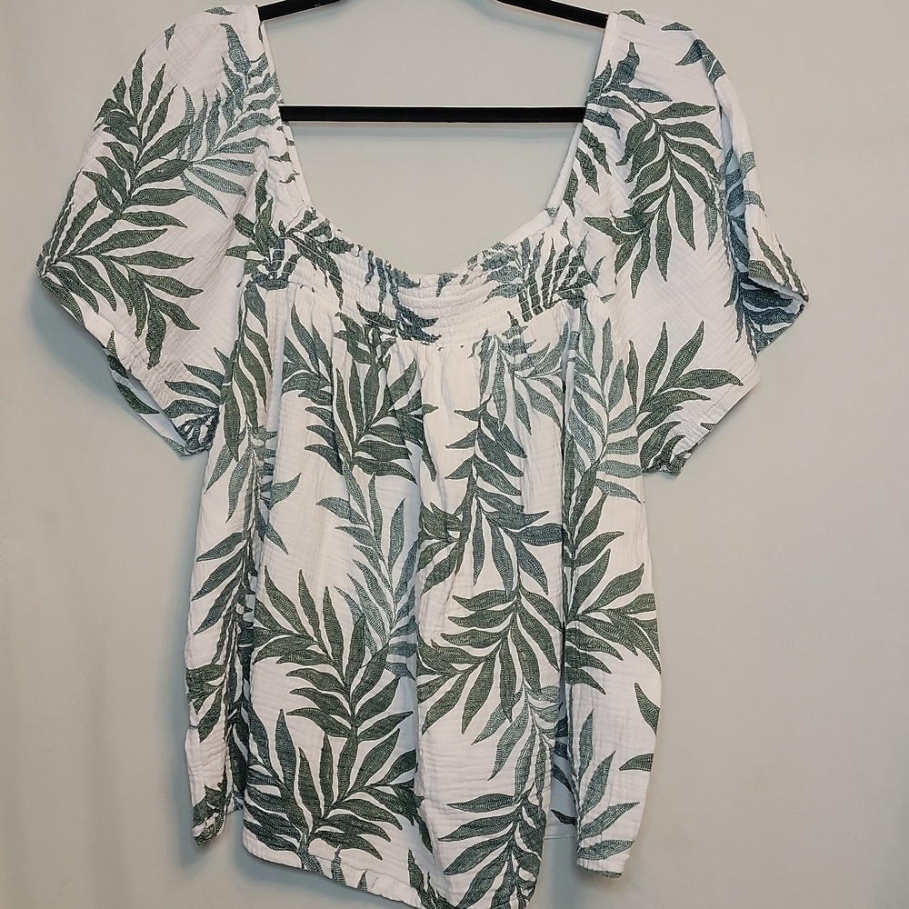 Joyspun Cotton Tropical Puff Sleeve Shirt - Picture 4 of 9